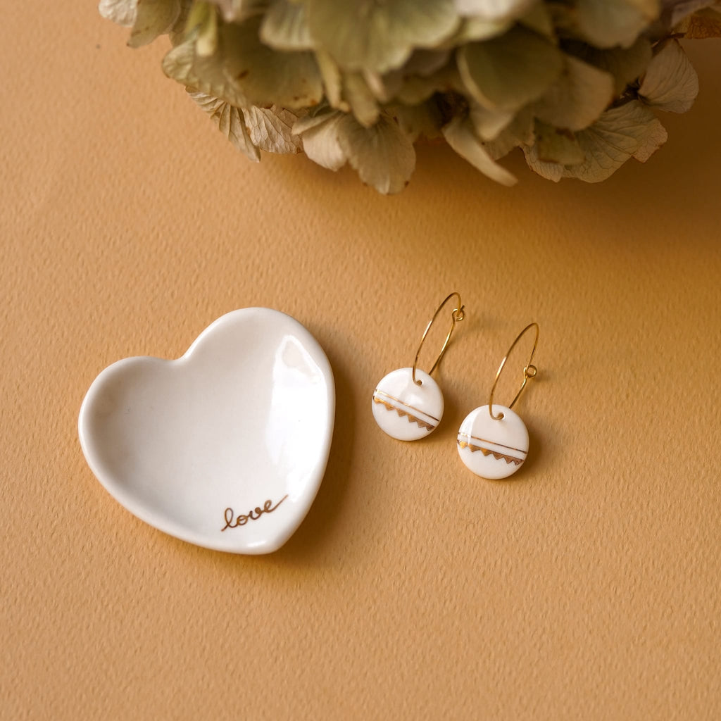 Créoles Inka en Porcelaine Blanche et Or