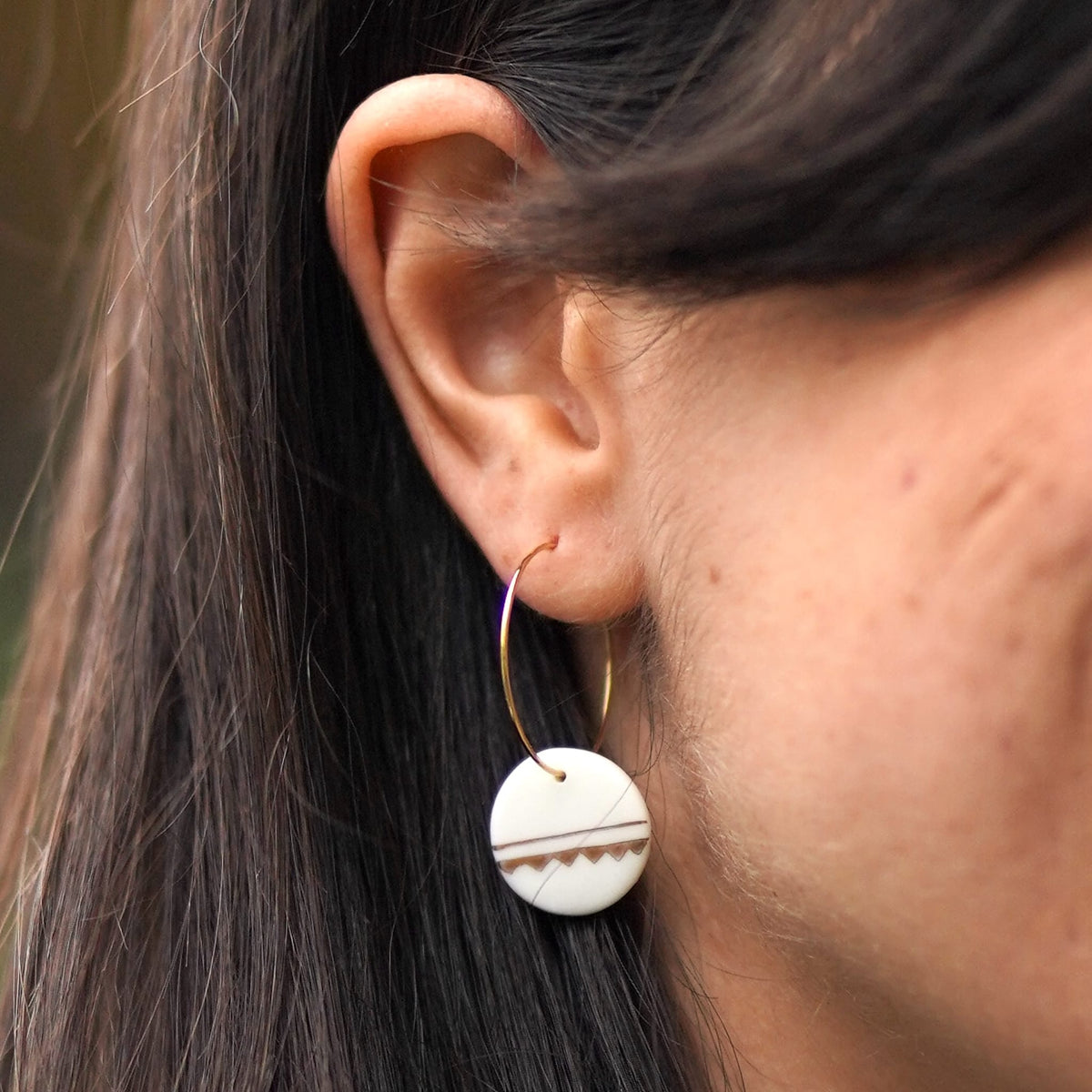 Créoles Inka en Porcelaine Blanche et Or