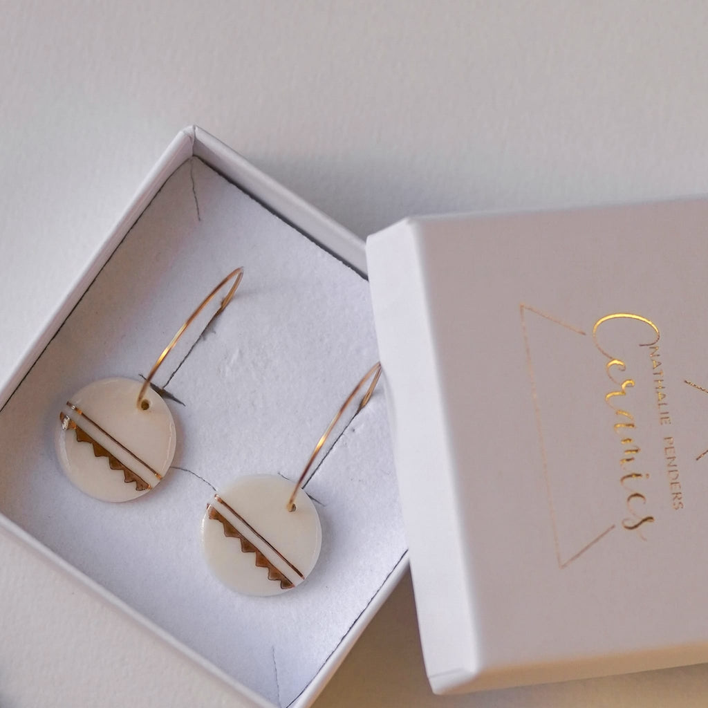 Créoles Inka en Porcelaine Blanche et Or