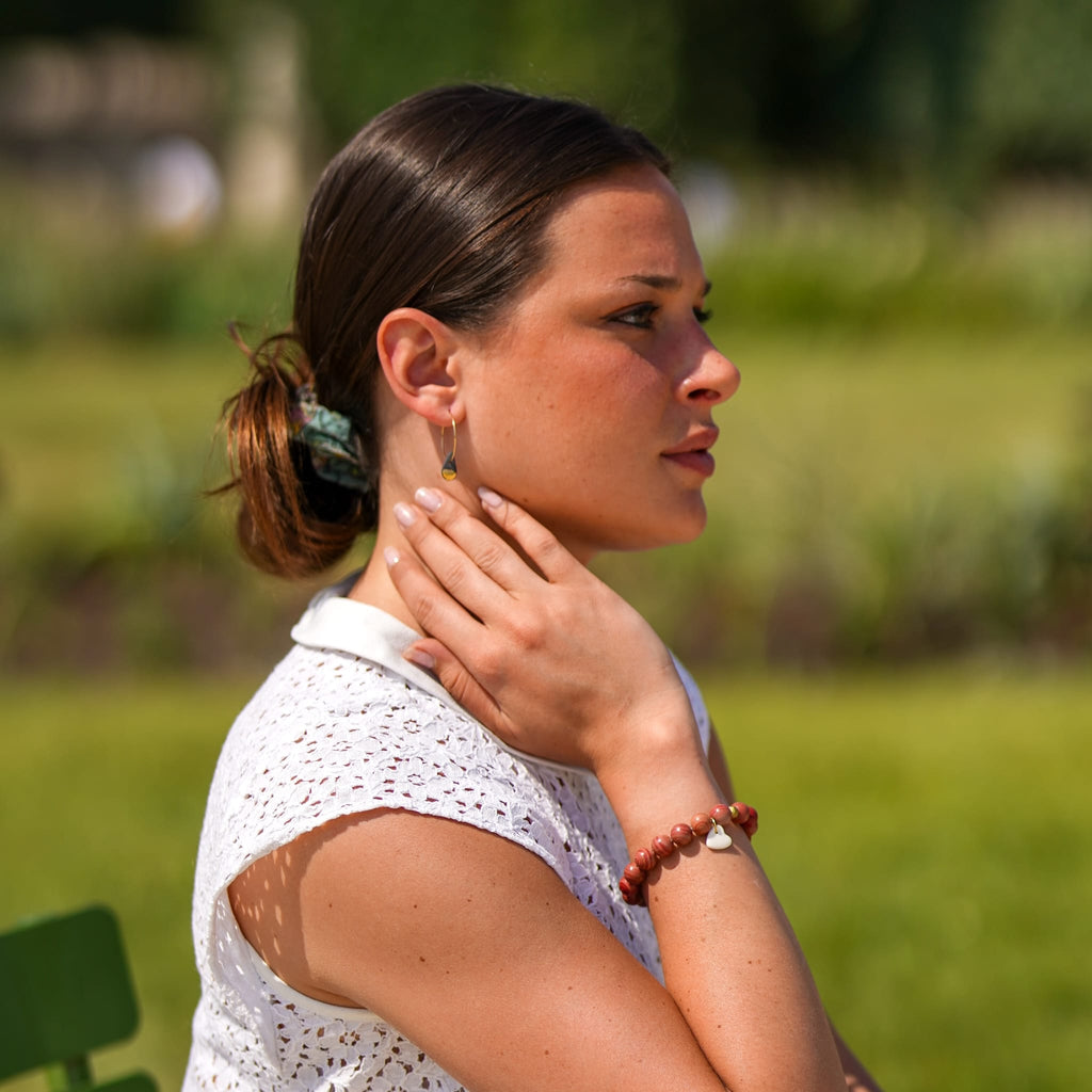 Créoles Gouttes en Porcelaine Noire et Or