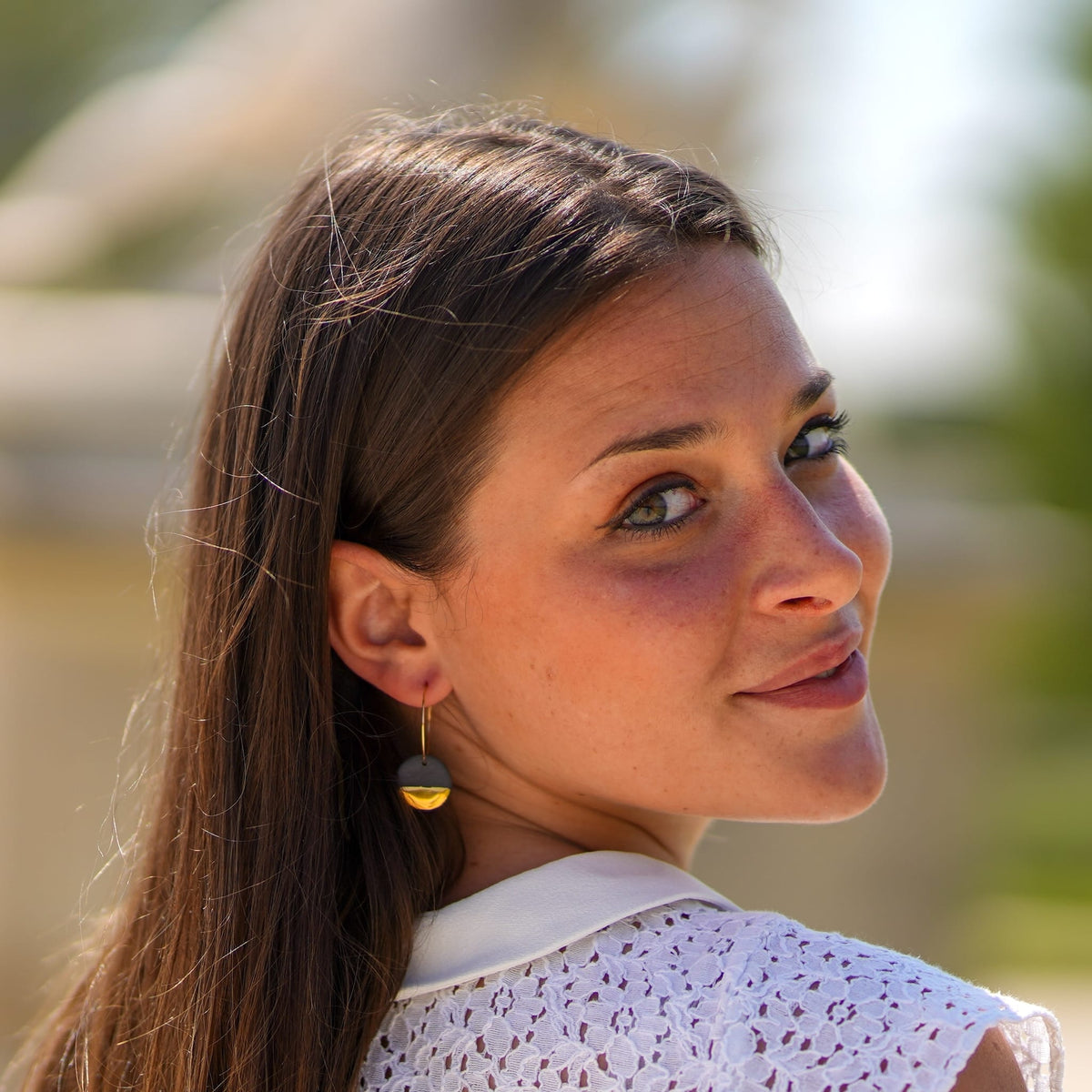 Créoles Eclipse en Porcelaine Noire et Or