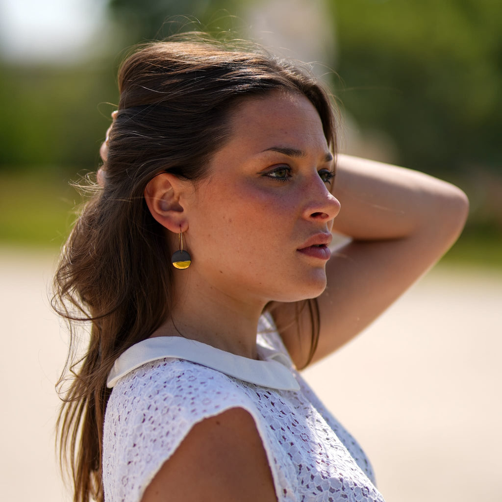 Créoles Eclipse en Porcelaine Noire et Or