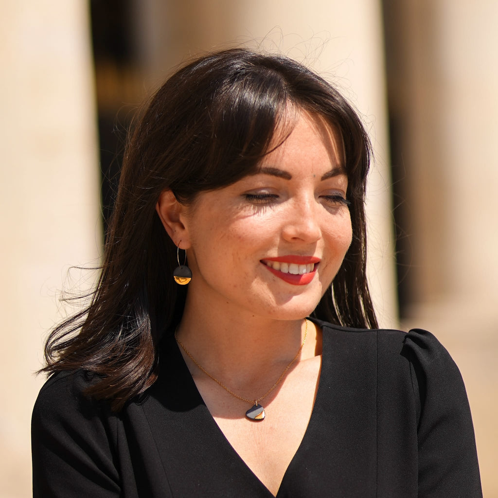 Créoles Eclipse en Porcelaine Noire et Or