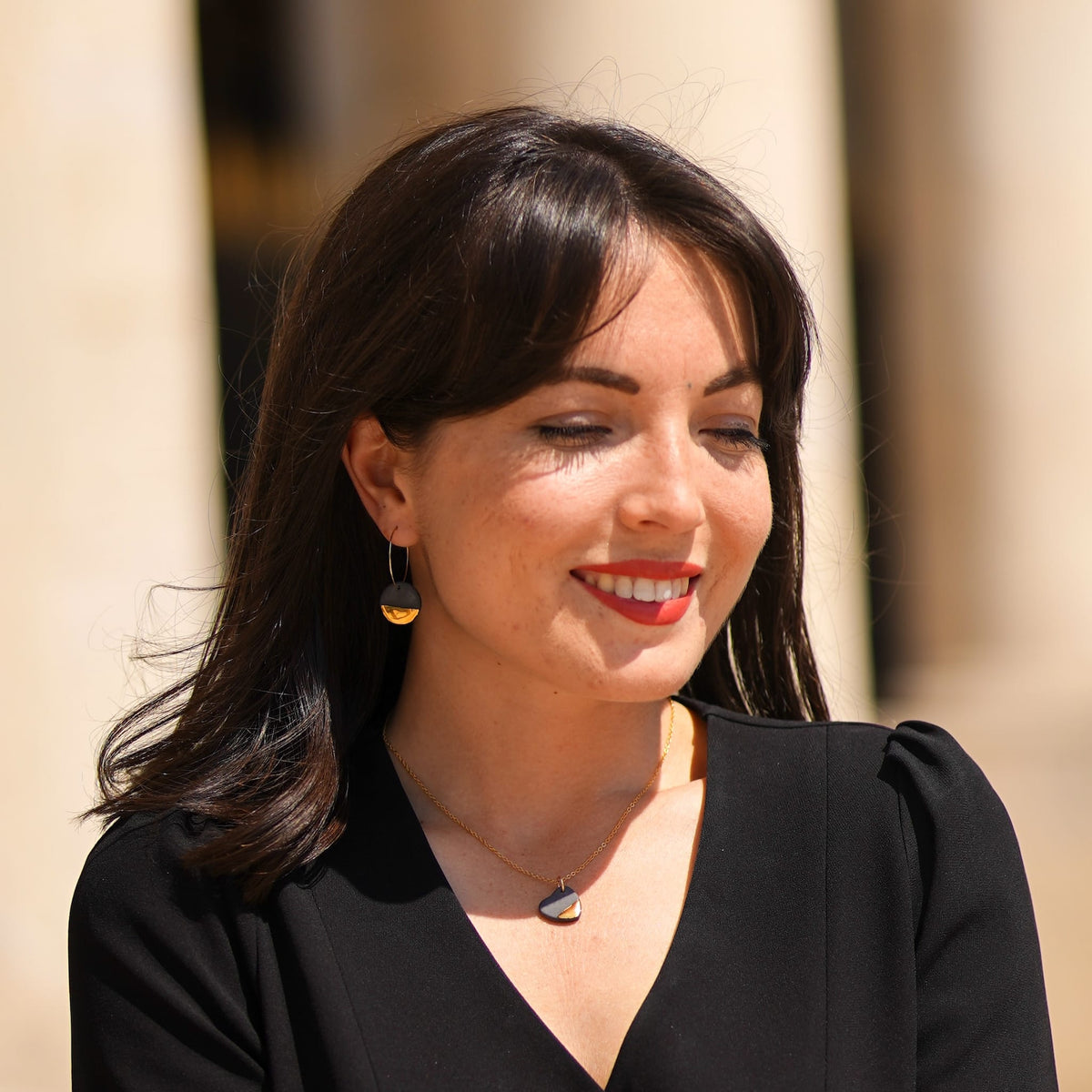 Créoles Eclipse en Porcelaine Noire et Or