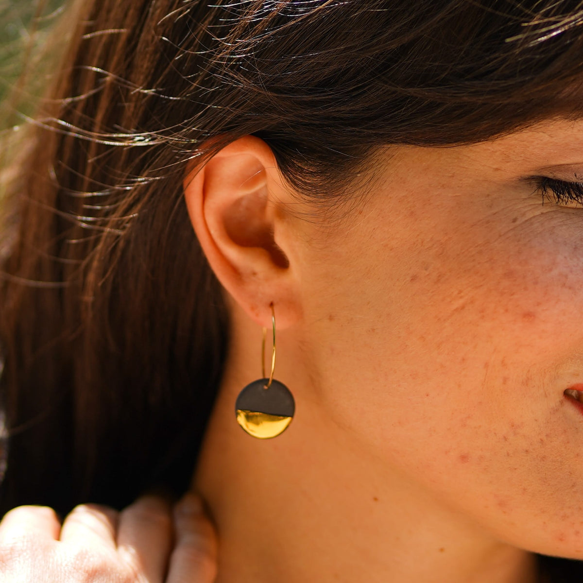 Créoles Eclipse en Porcelaine Noire et Or