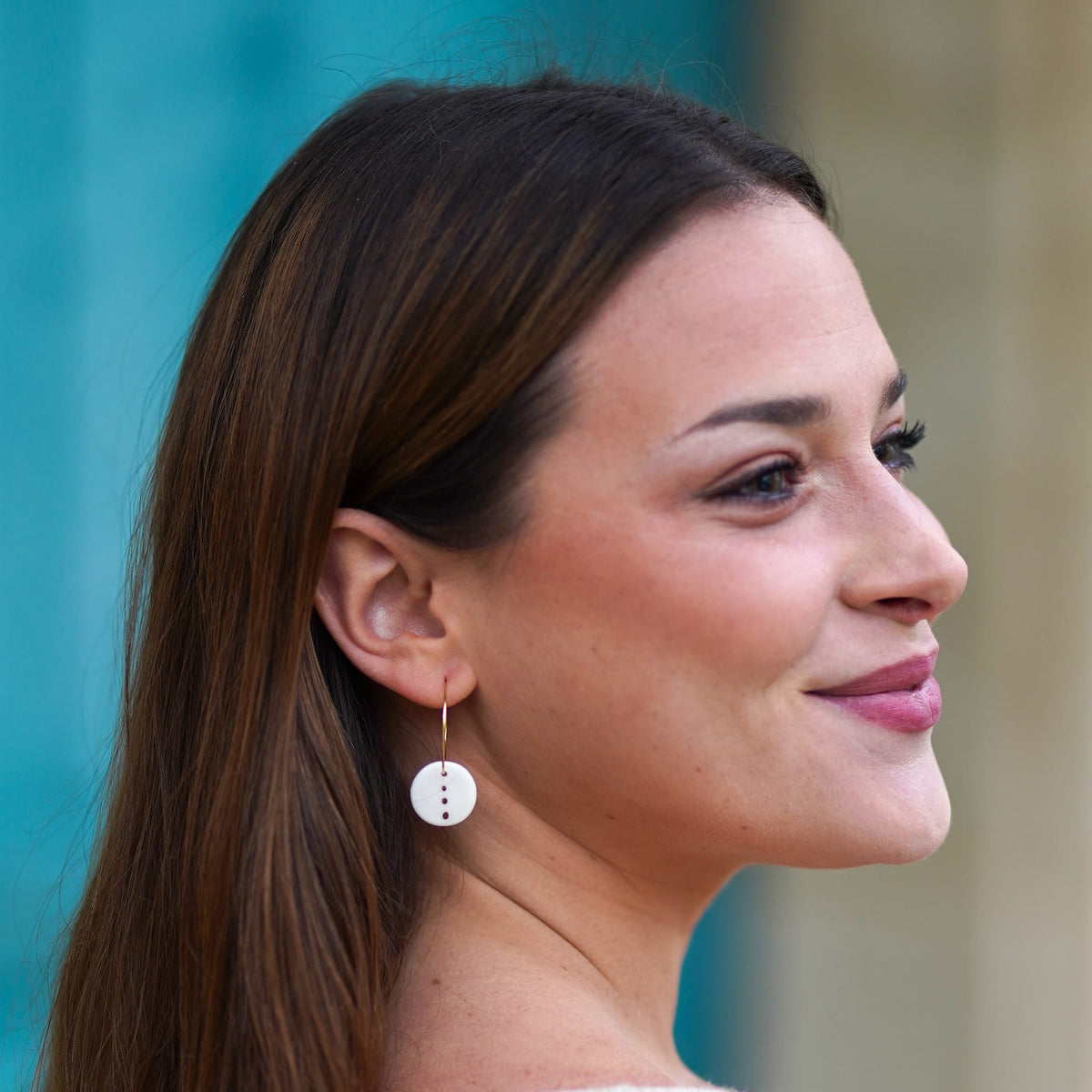 Créoles 3 Points Or en Porcelaine Blanche