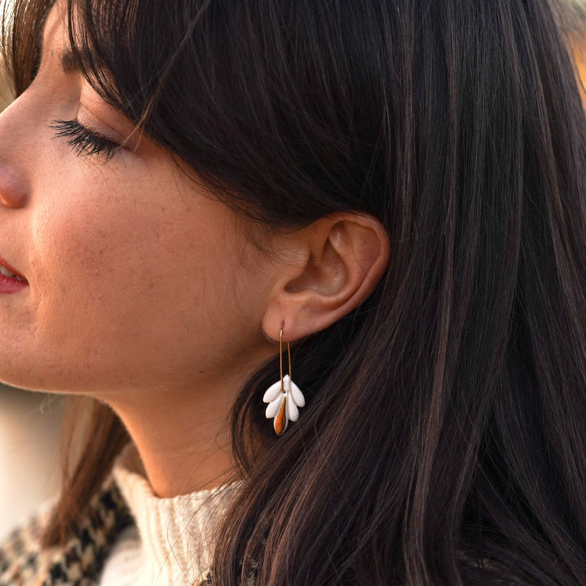 Dormeuses Lys en Porcelaine Blanche et Or