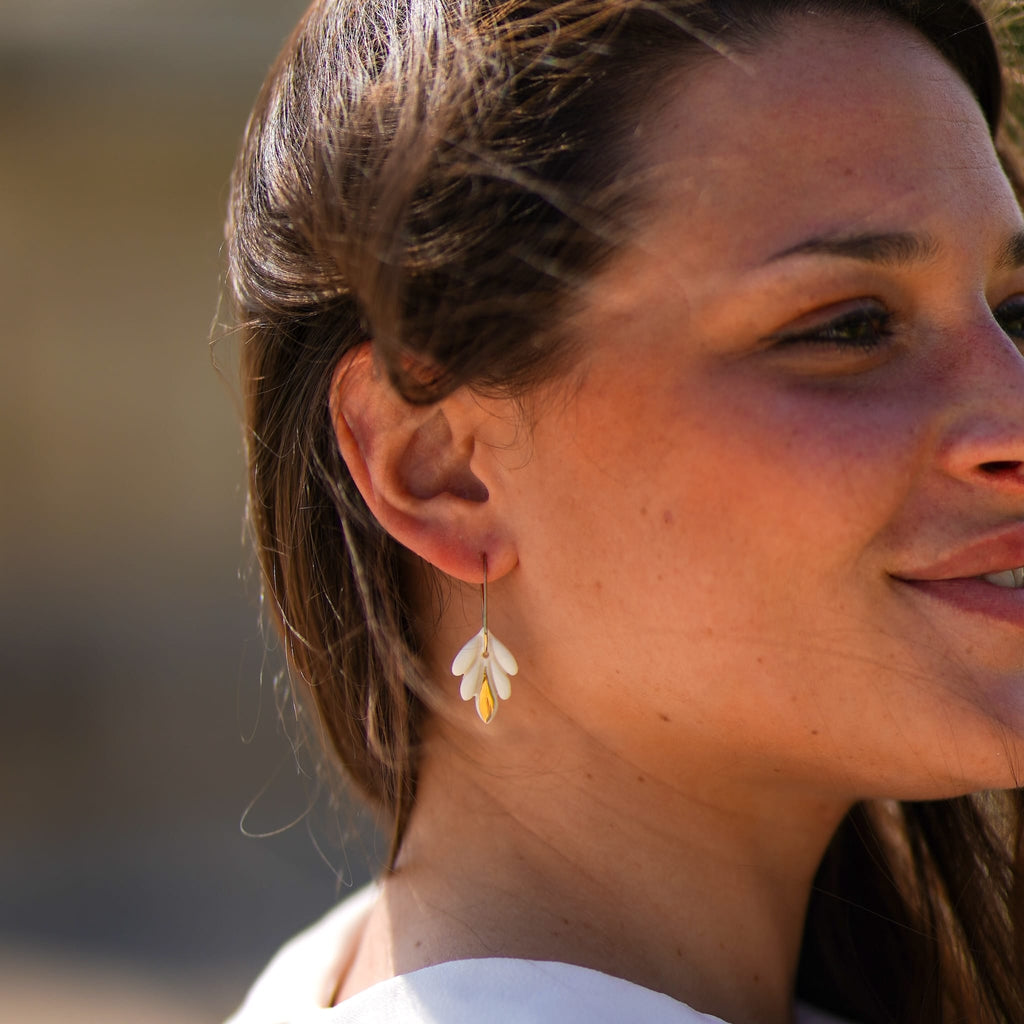 Dormeuses Lys en Porcelaine Blanche et Or