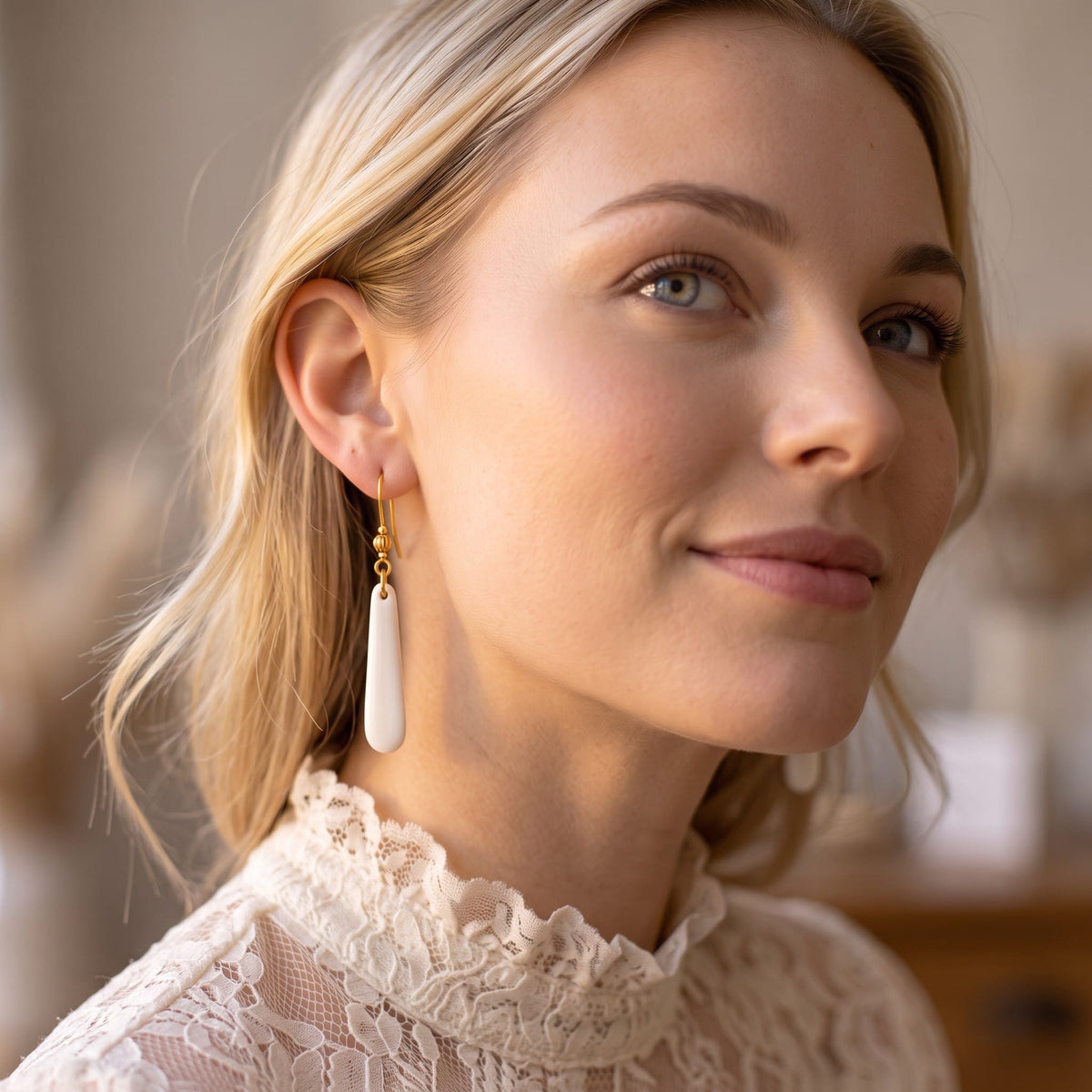 Boucles d'oreilles élégantes en céramique pour un mariage