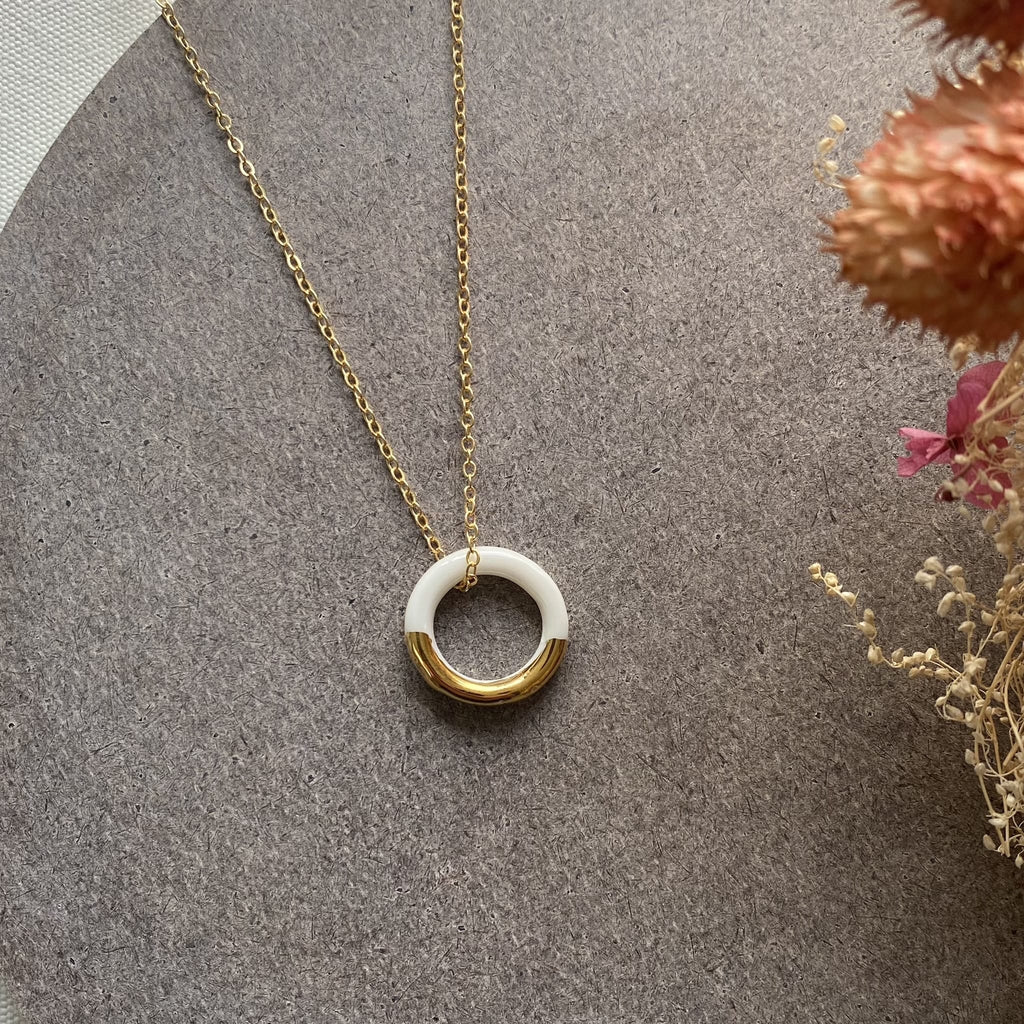 Collier Cercle en porcelaine et or