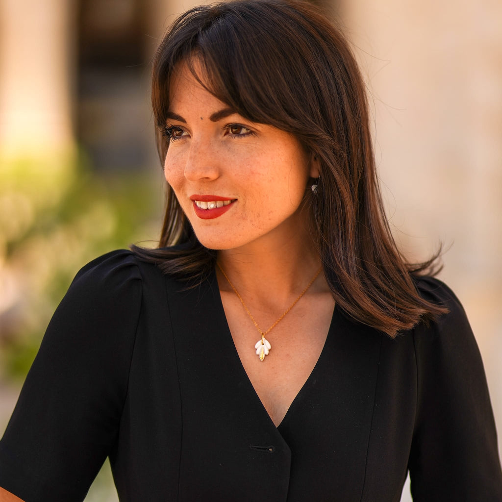 Collier Lys en porcelaine et or