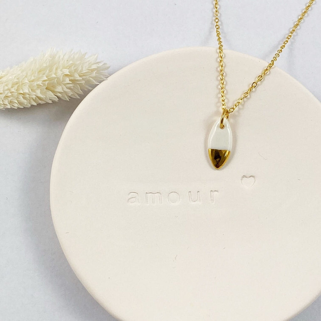 Collier Ovale précieux en porcelaine et or