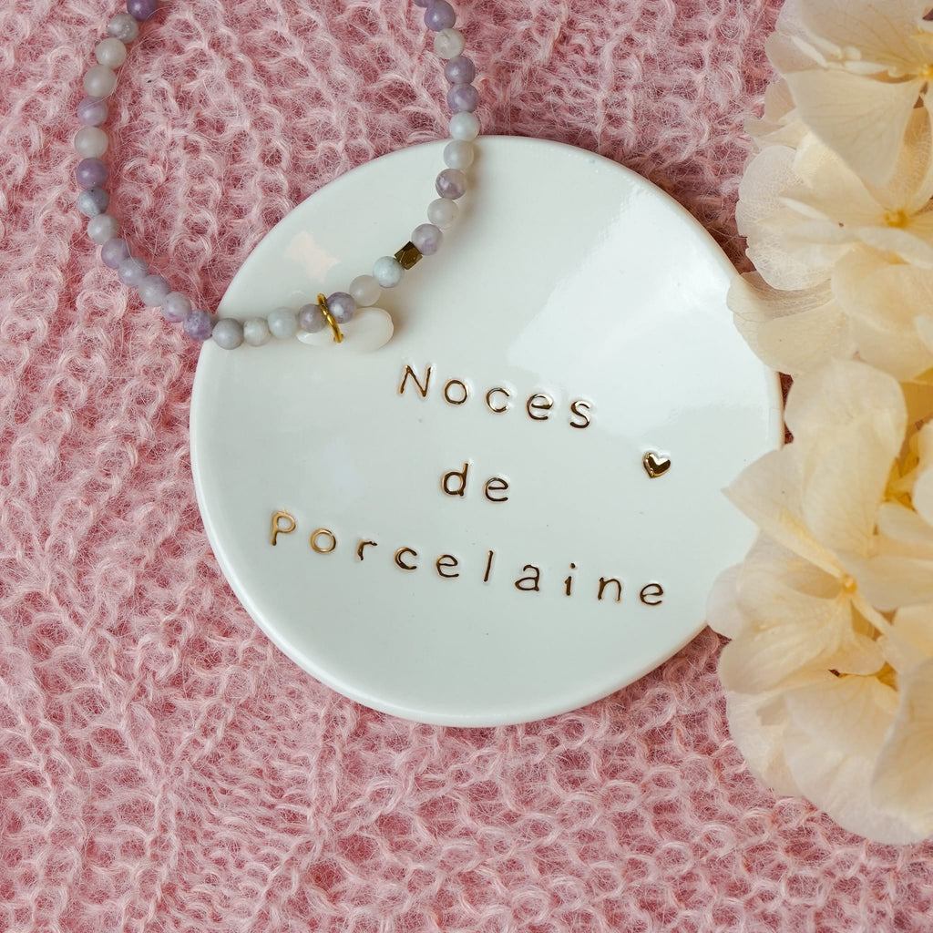 coupelle  à bijoux noces de porcelaine cadeau pour 20 ans de mariage