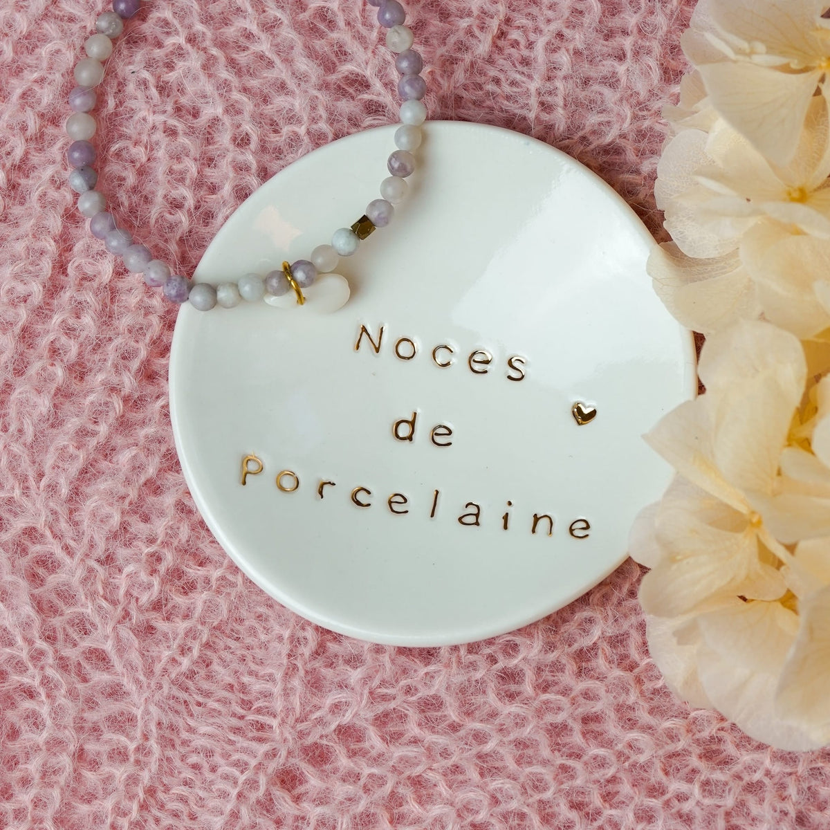 coupelle  à bijoux noces de porcelaine cadeau pour 20 ans de mariage