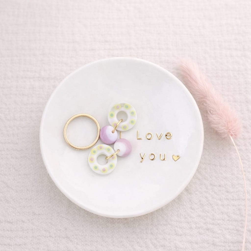 Coupelle à bijoux en porcelaine I Love You