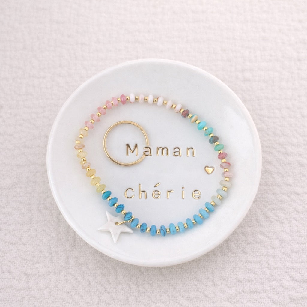 Coupelle à bijoux en porcelaine Maman chérie pour y déposer des bijoux