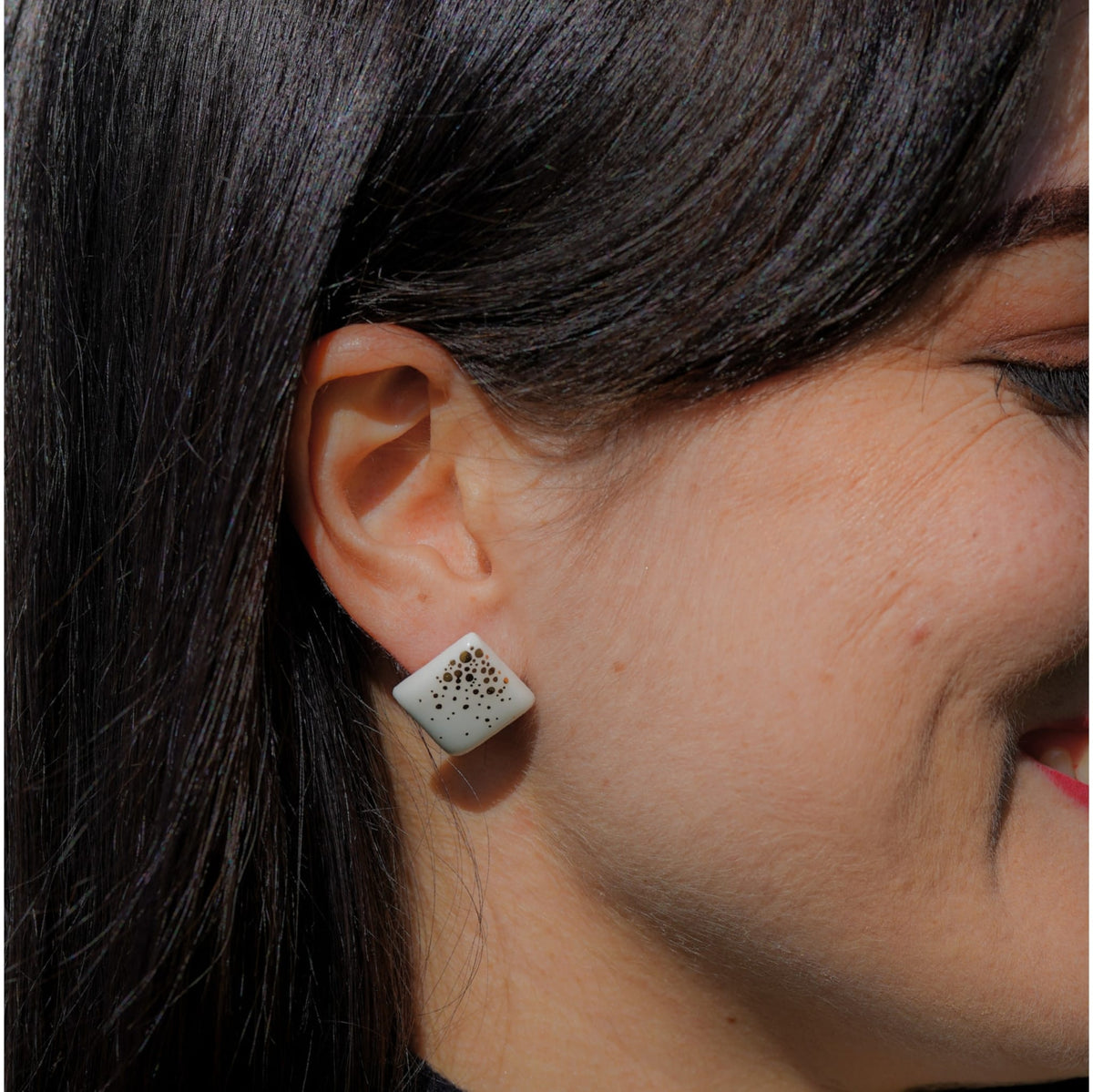 Puces Constellation Carrée – Porcelaine et or