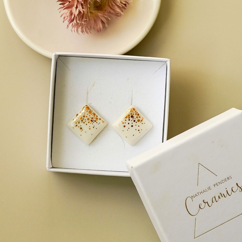 Puces Constellation Carrée – Porcelaine et or