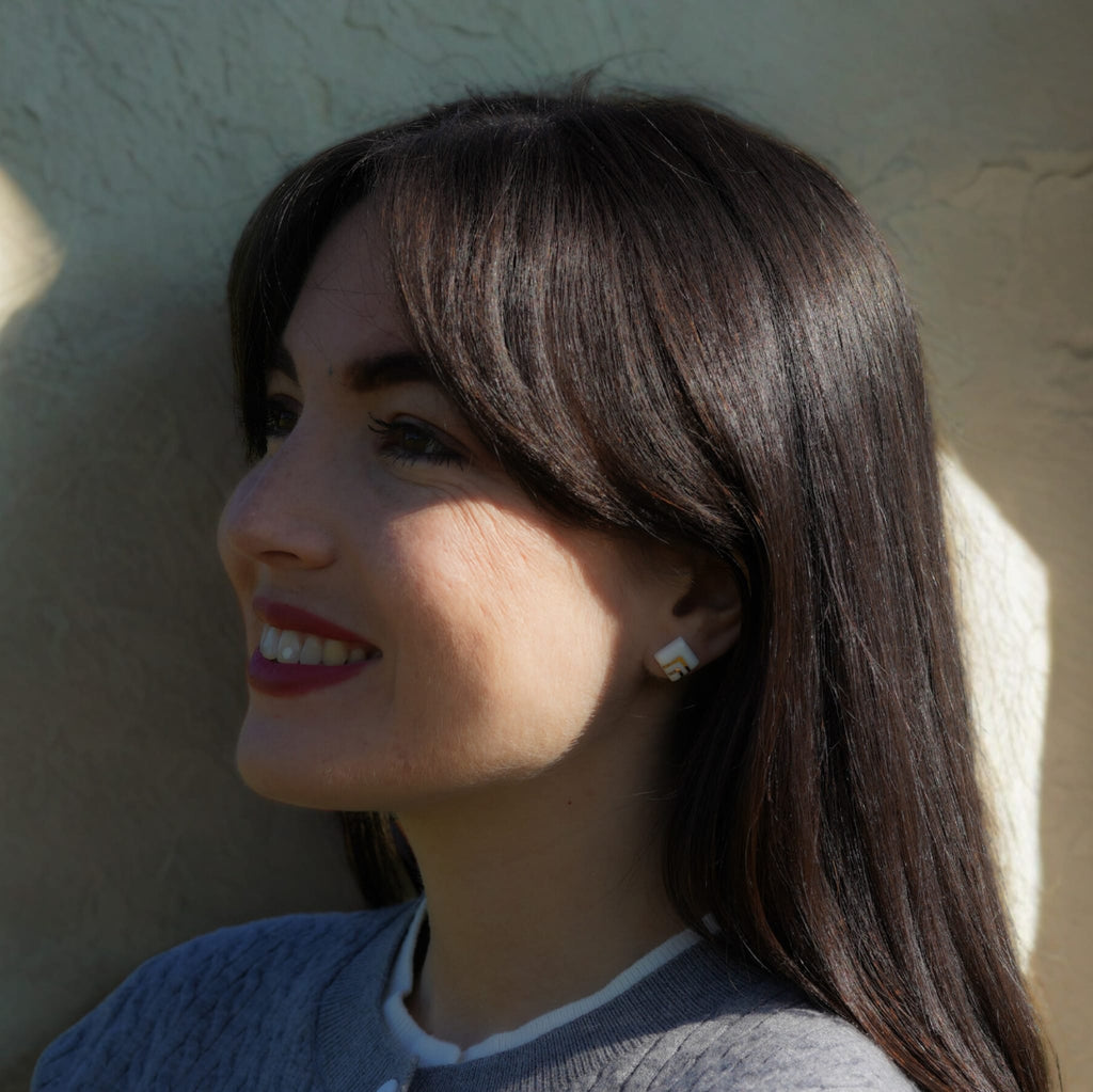 Puces Graphyk Carré – Porcelaine blanche et or