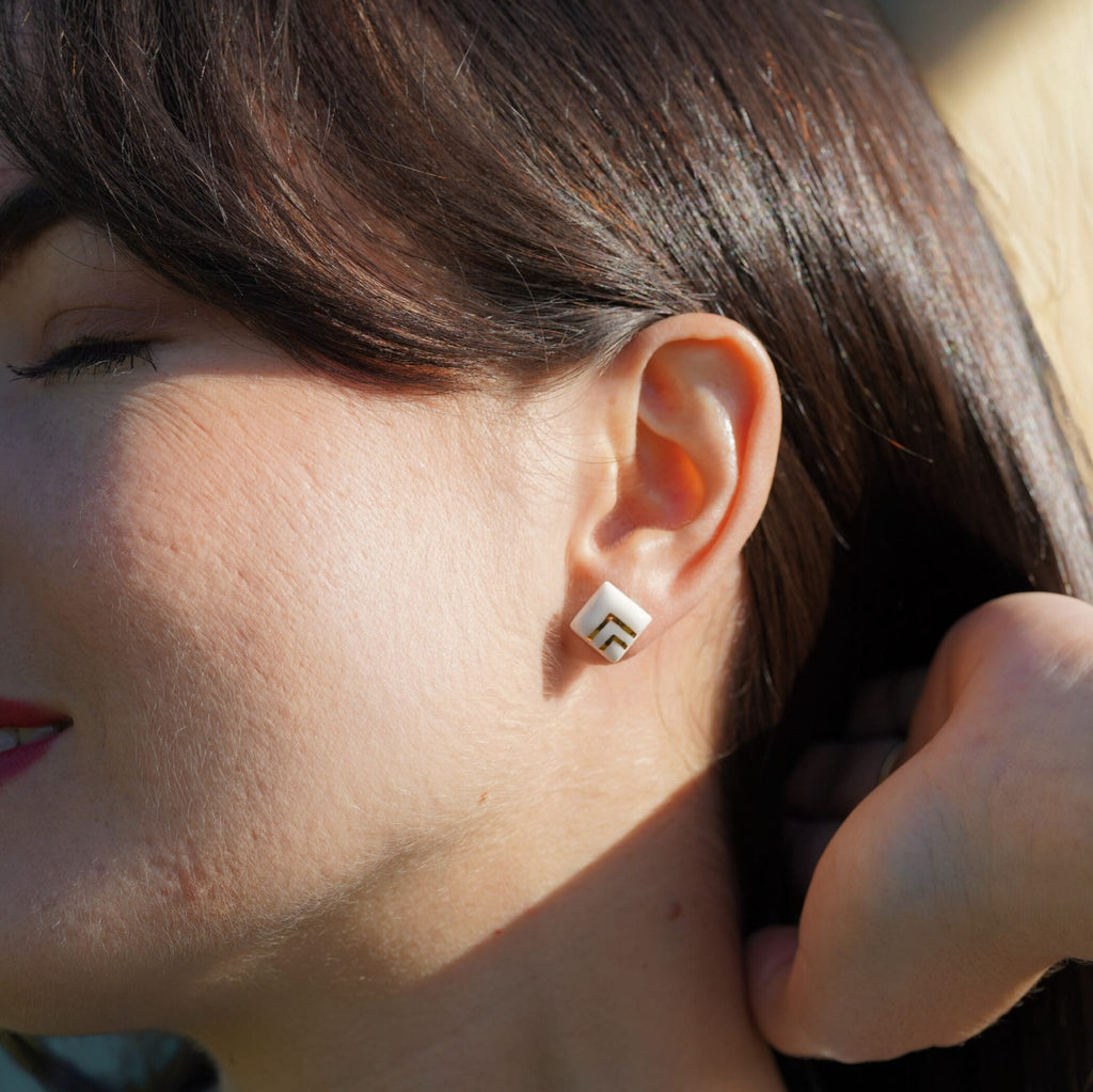 Puces Graphyk Carré – Porcelaine blanche et or