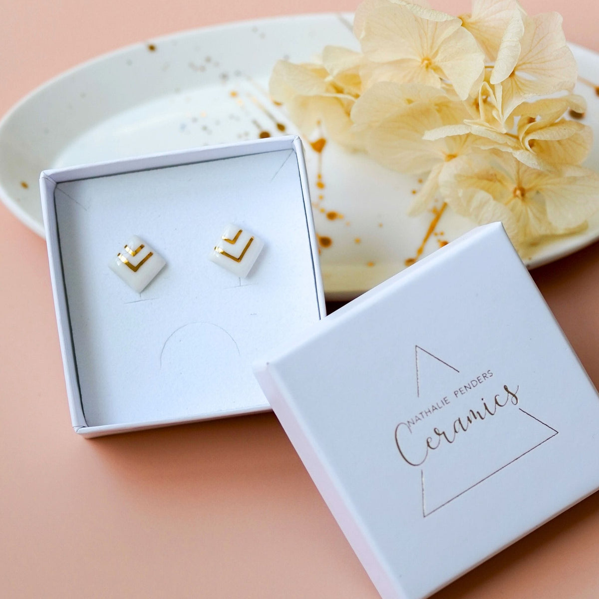 Puces Graphyk Carré – Porcelaine blanche et or