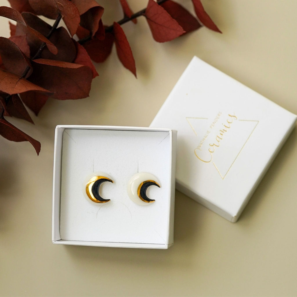 Puces Cosma Noir – Porcelaine blanche, noir profond et or