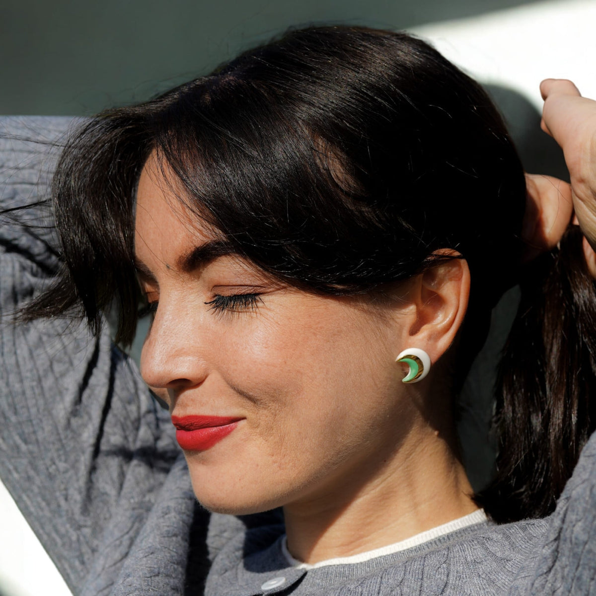 Puces Cosma Vert – Porcelaine blanche, vert et or