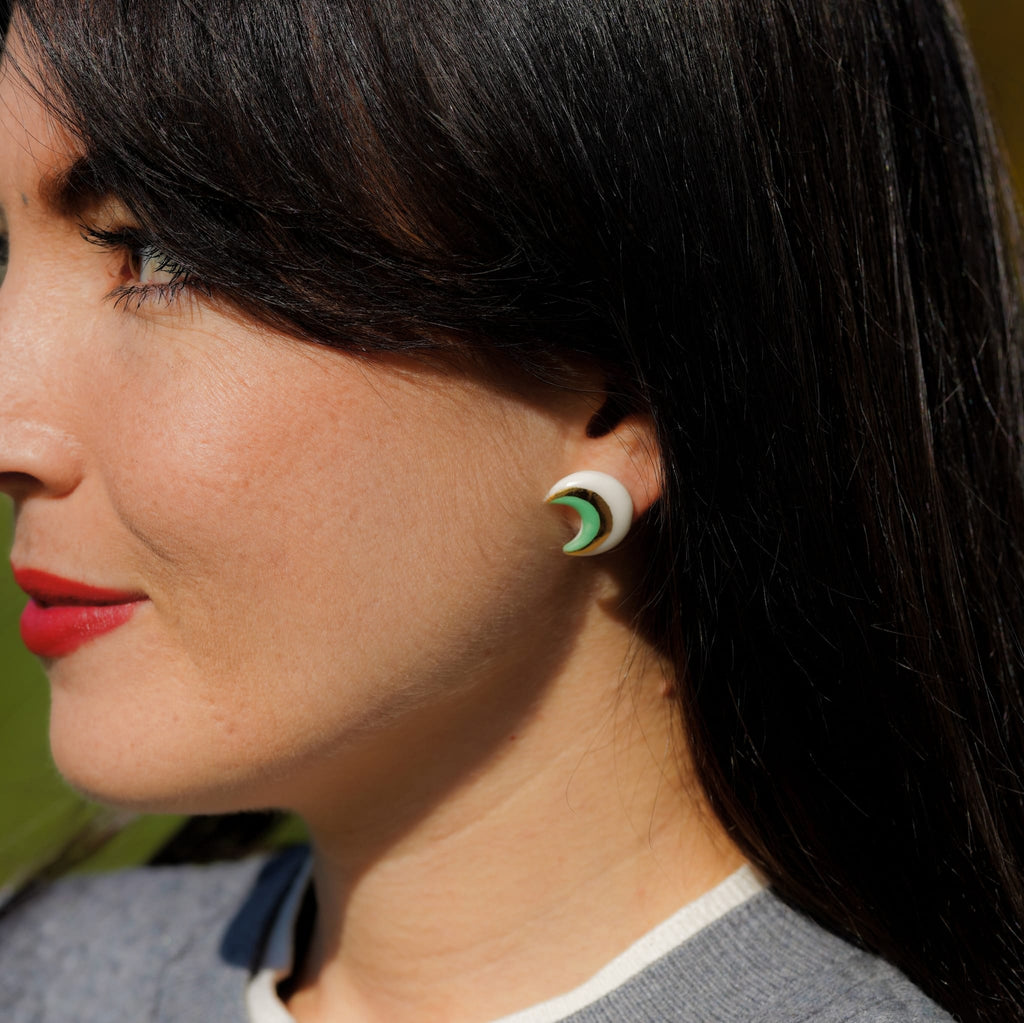 Puces Cosma Vert – Porcelaine blanche, vert et or