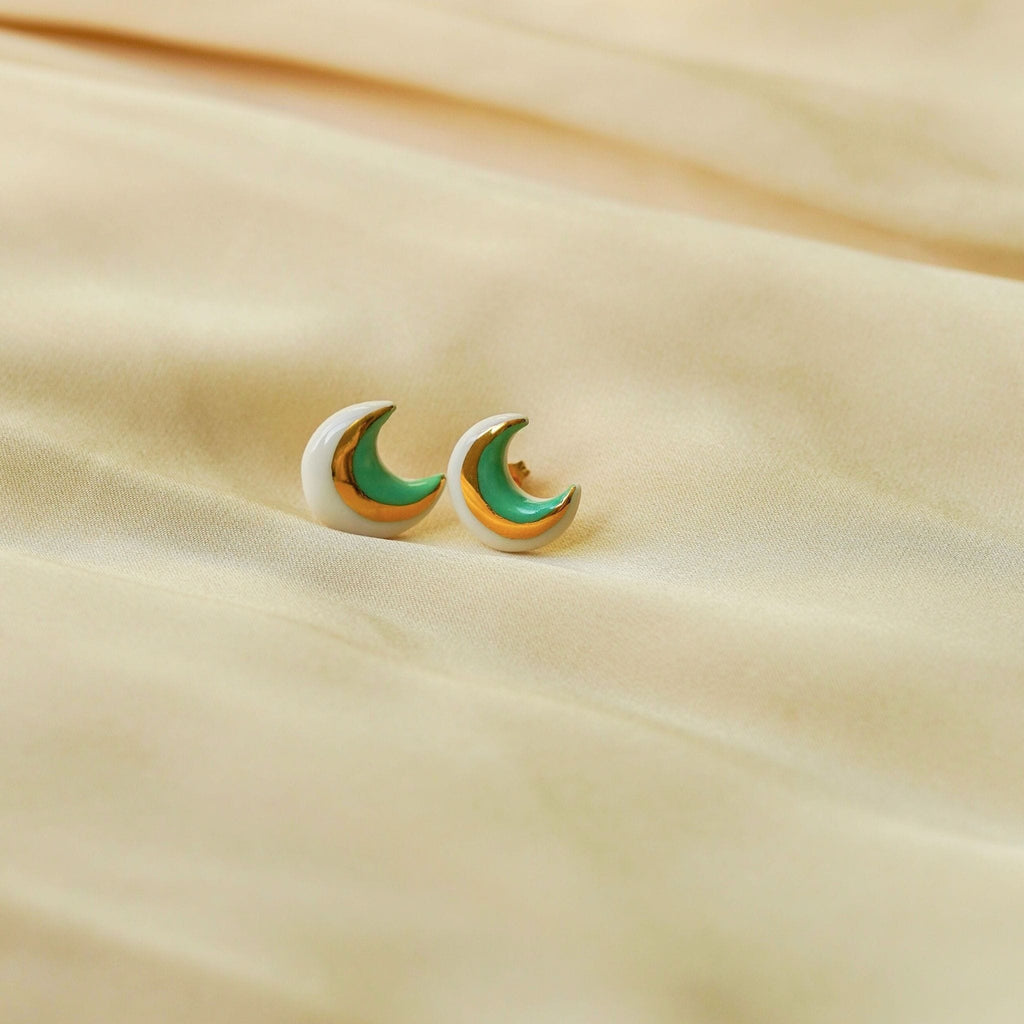 Puces Cosma Vert – Porcelaine blanche, vert et or