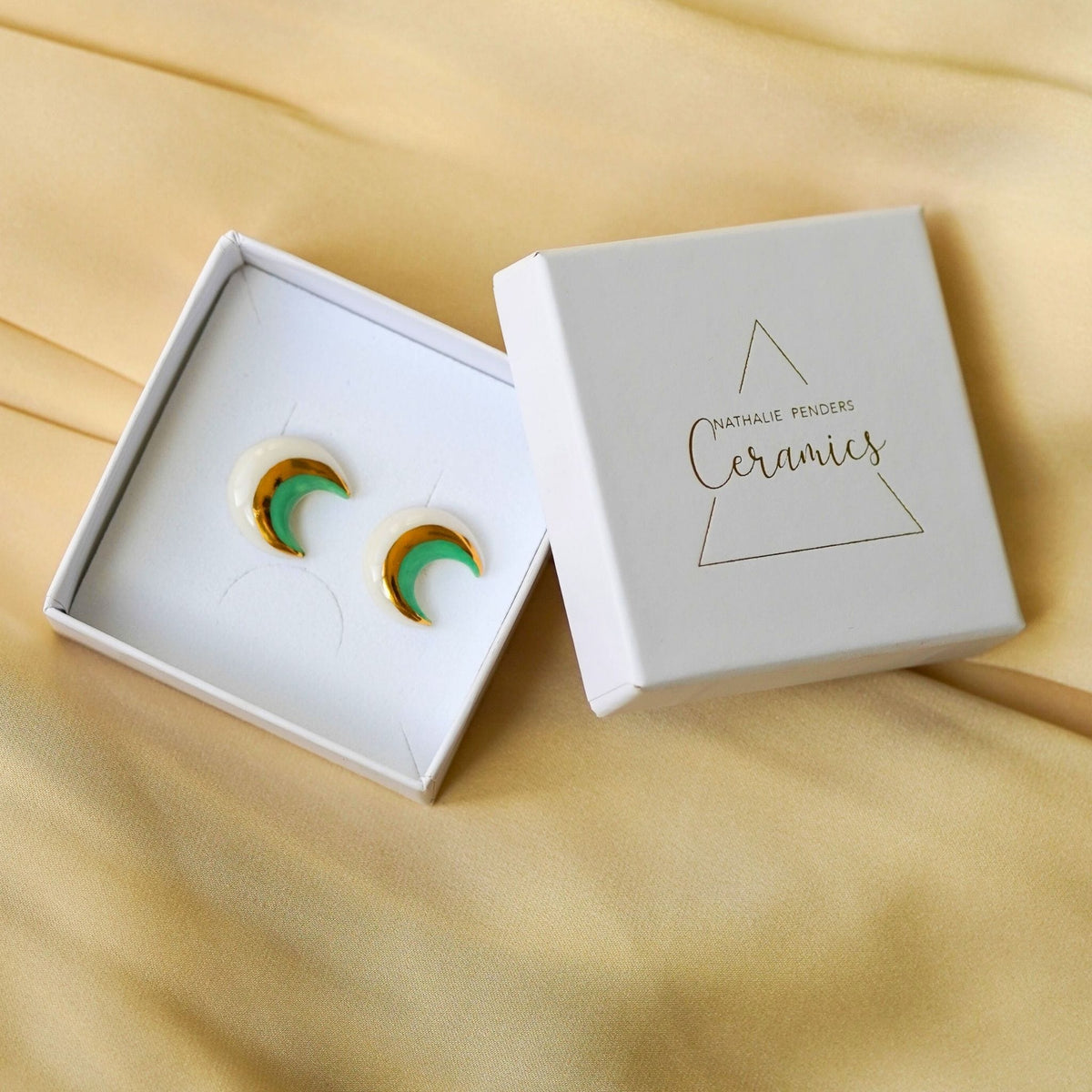 Puces Cosma Vert – Porcelaine blanche, vert et or