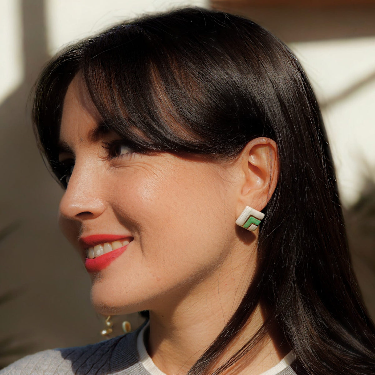 Puces Double Carré Vert – Porcelaine et or