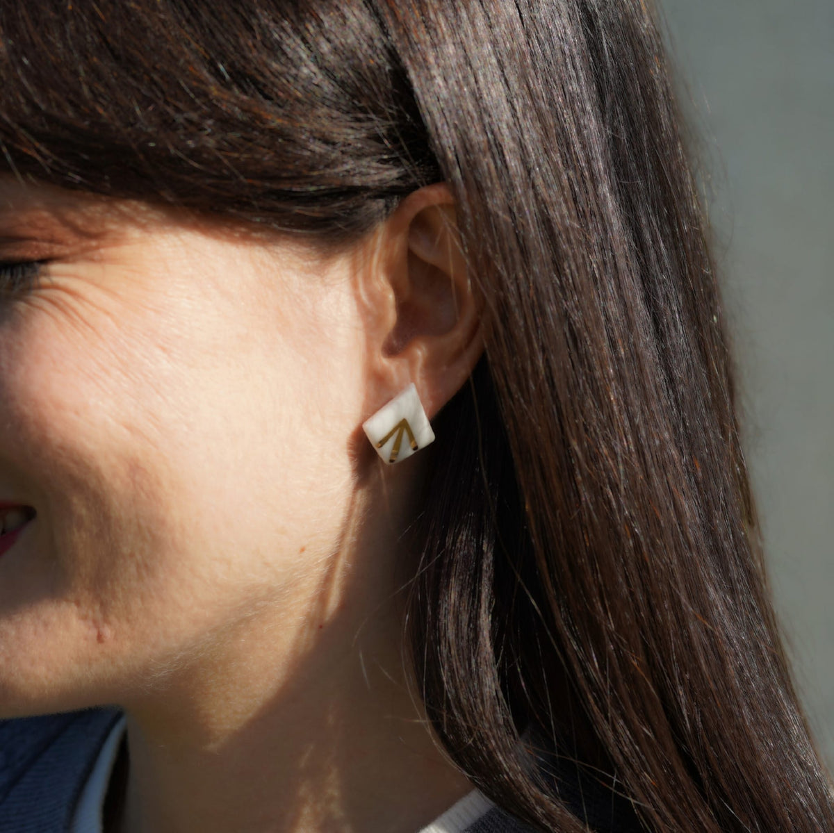 Puces Astra Losange – Porcelaine et or