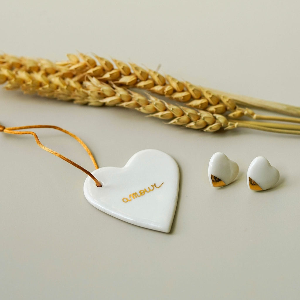 Puces Grand Cœur d’Or – Porcelaine et or