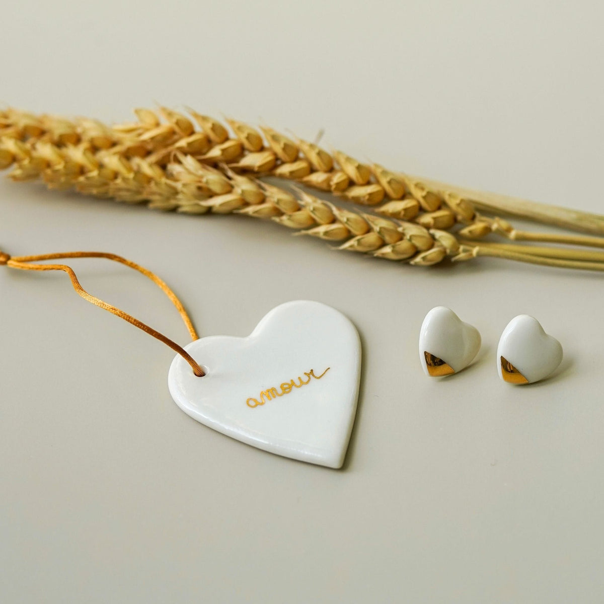 Puces Grand Cœur d’Or – Porcelaine et or