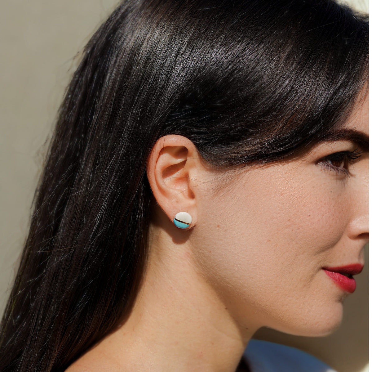 Puces Mini Soleil  Bleu – Porcelaine et or