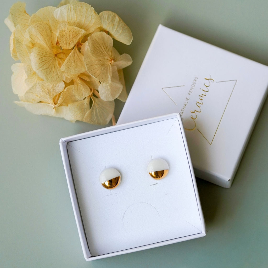 Puces Mini Soleil Doré – Porcelaine et or