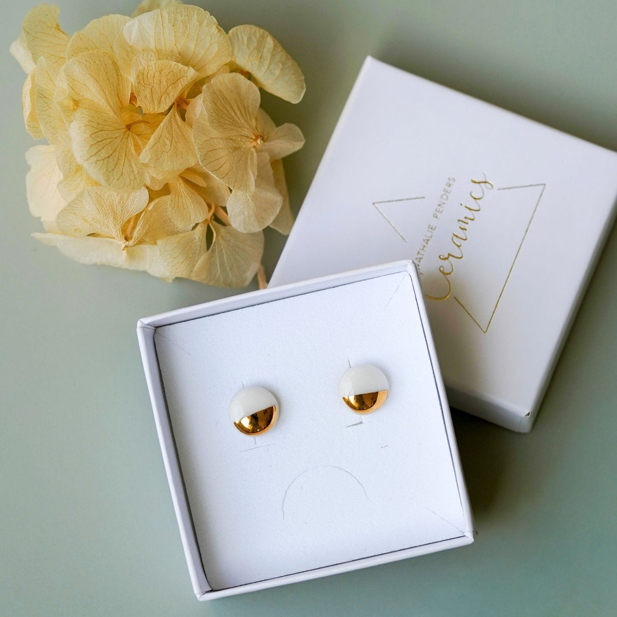 Puces Mini Soleil Doré – Porcelaine et or