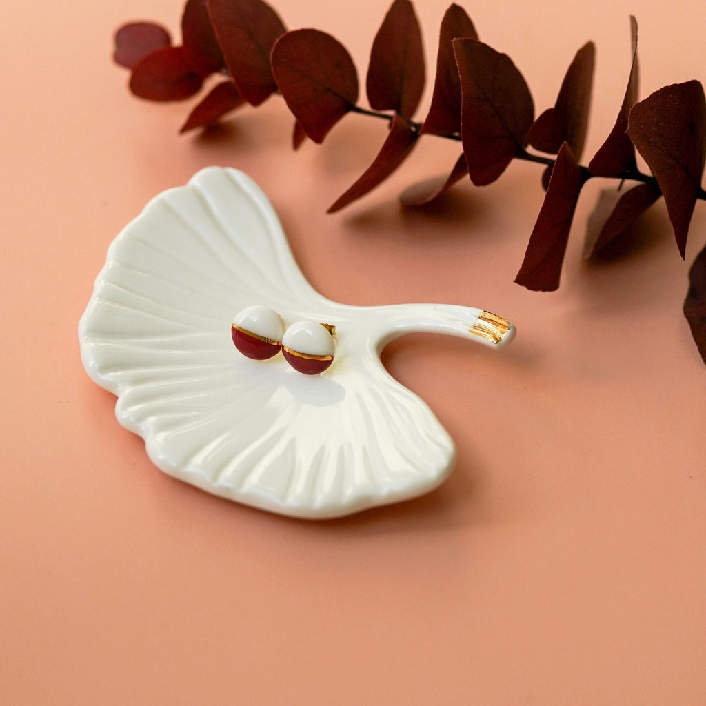 Puces Mini Soleil Rouge – Porcelaine et or