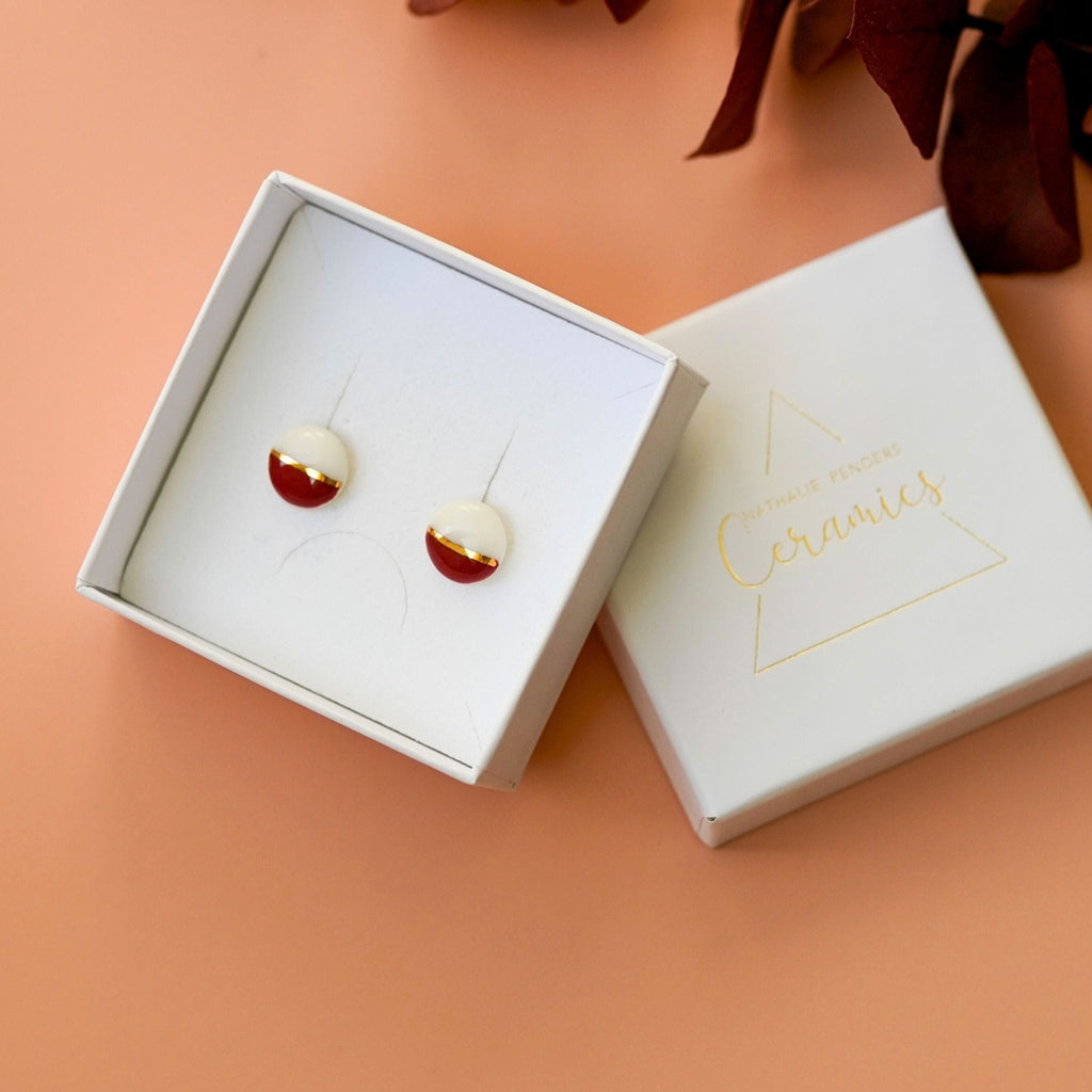 Puces Mini Soleil Rouge – Porcelaine et or