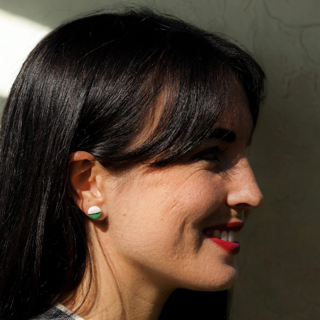 Puces Mini Soleil Vert – Porcelaine et or