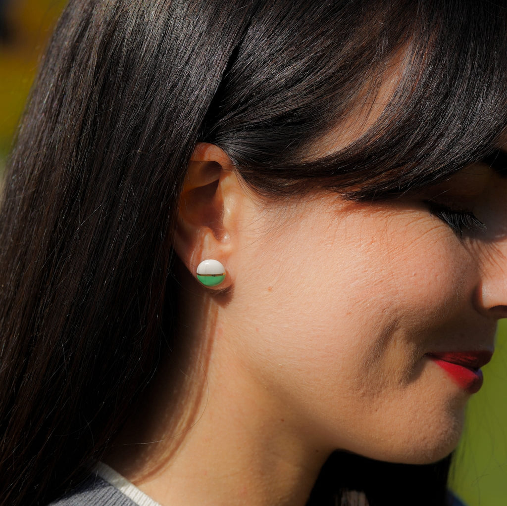 Puces Mini Soleil Vert – Porcelaine et or