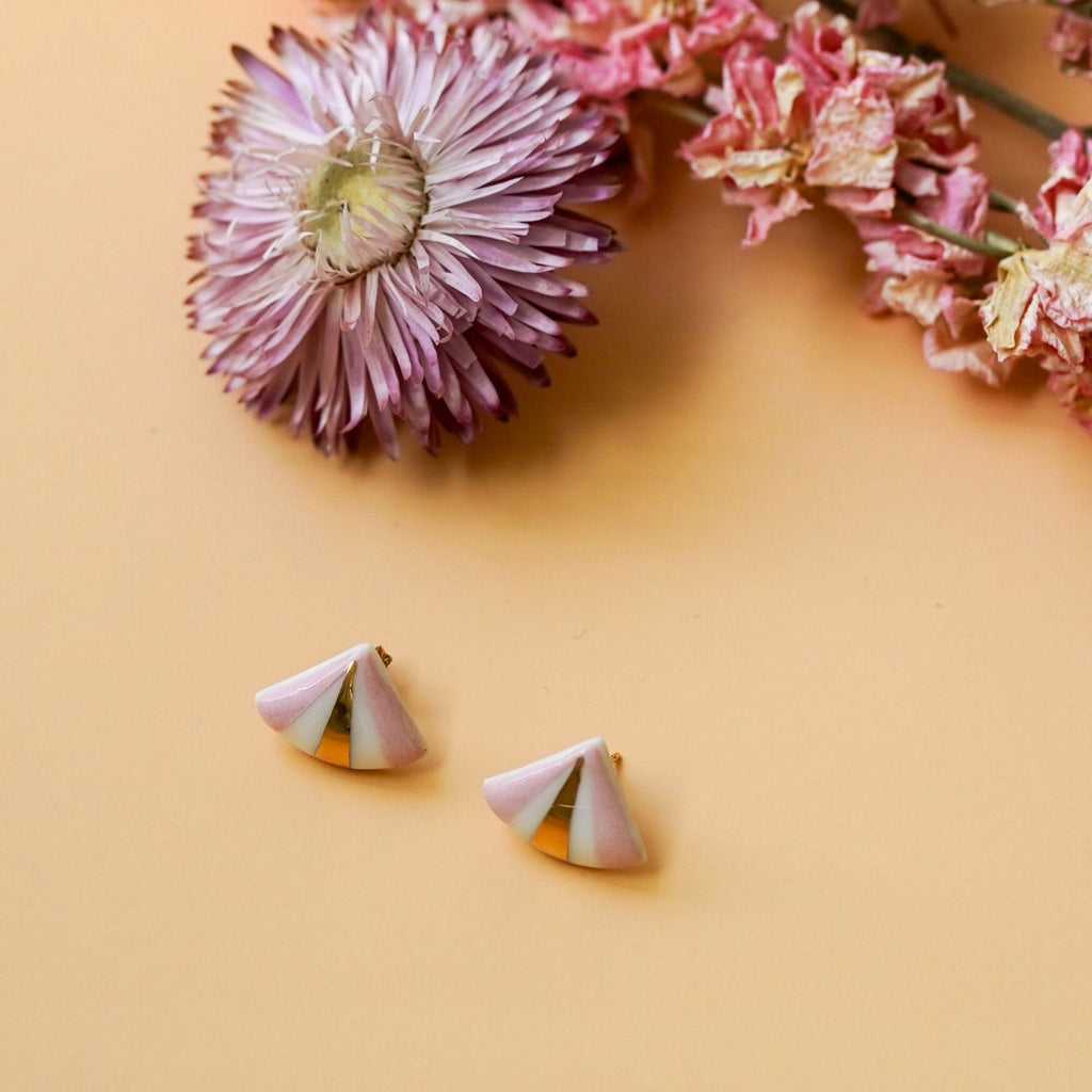 Puces Origami Rose – Porcelaine et or