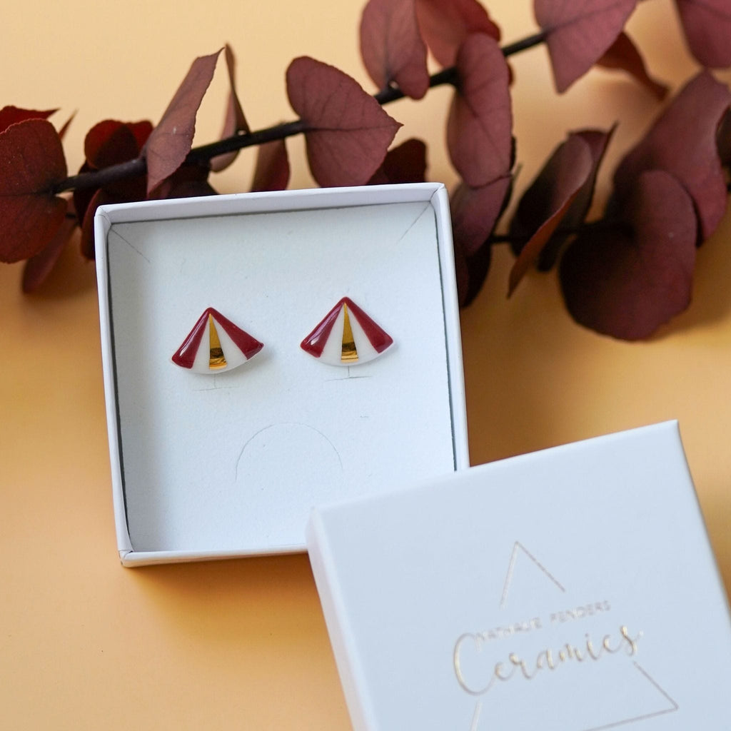 Puces Origami Rouge – Porcelaine et or