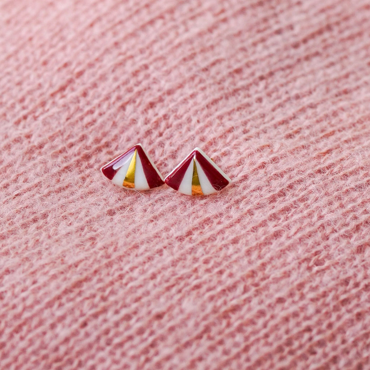 Puces Origami Rouge – Porcelaine et or